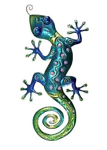 SIGNES GRIMALT Salamandre ou Gecko Mural XL en métal, Bleu et Vert, re, Modèle ZIG ZAG, Hauteur...