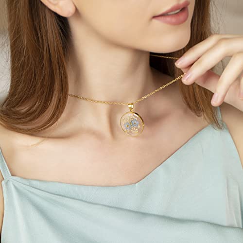 Auntesign Forget-Me-Not And Queen Anne'S Lace Pressed Wildflower Necklace thumb #4