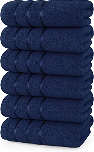 Utopia Towels - 6 Pack Viscose Hand Towels Set, (16 x 28 inches) 100% Ring Spun Cotton, Ultra Soft and Highly Absorbent 600GSM Towels for Bathroom, Gym, Shower, Hotel, and Spa (Navy)