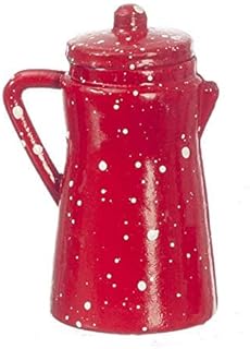 Melody Jane Dollhouse Red Spotted Coffee Pot Miniature Kitchen Accessory Metal 1:12 Scale