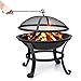 KINGSO Fire Pit, 22'' Fire Pits Outdoor Wood Burning Steel BBQ Grill Firepit Bowl with Mesh Spark Screen Cover Log Grate Wood Fire Poker for Camping Picnic Bonfire Patio Backyard Garden Beaches Park