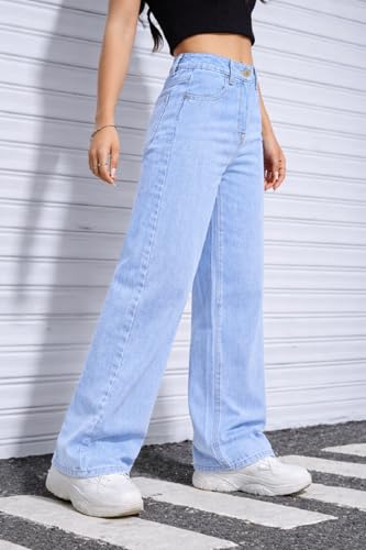 Image of ADBUCKS Stretchable Denim Fabric High Rise Straight Fit Jeans for Girls