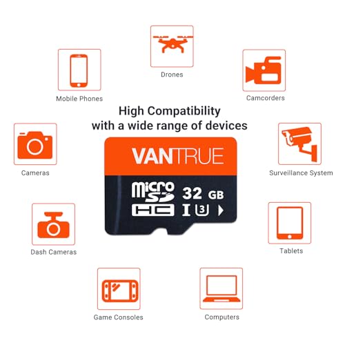 Image of Vantrue 32GB microSDHC UHS-I U3 Memory Card with Adapter for Dash Cams