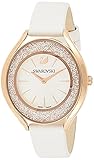  Swarovski Damen Uhr 5519453 Crystalline Aura, Lederarmband, weiss, rosé vergoldetes PVD-Finish