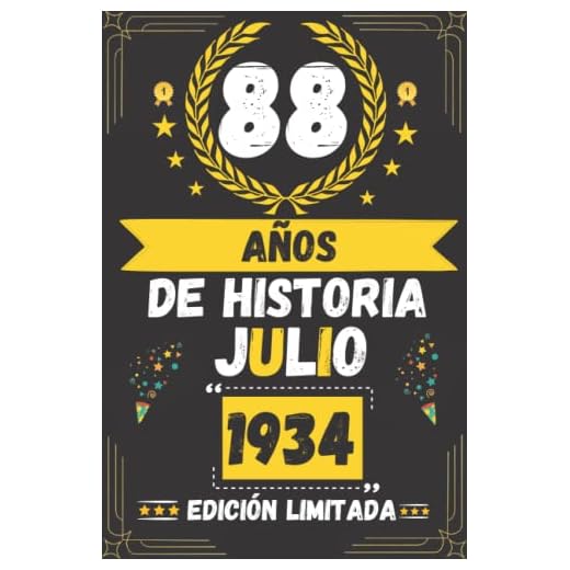 CUADERNO, 88 AÑOS DE HISTORIA JULIO 1934 EDICIÓN LIMITADA: Regalo de 88 cumpleaños para mujeres y hombres, ideas de 88 cumpleaños... un cumpleaños... ... regalo de 88 cumpleaños para él/ella.