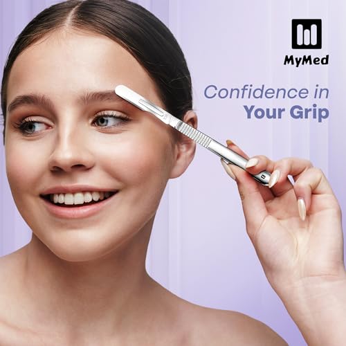 10R Blades Dermaplaning Kit Containing 10r Blades Scalpels Pack of 100 with Scalpel Handle #3 + 10R Scalpel Blade Remover Box + Hemostat by Mymed