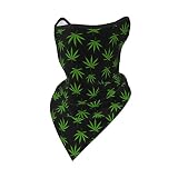 Weed Leaf Hanging Ears Triangle Neck Gaiter Scarf Mesh Face Mask Bandana Balaclava Gaiter Face Cover Scarf Headwear for Men Women Outdoors Sports Black