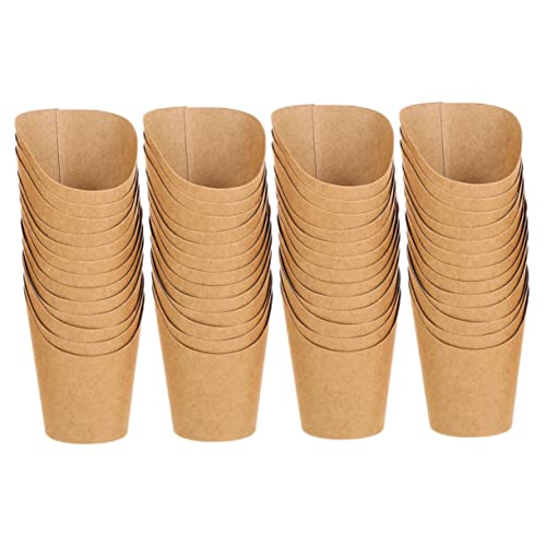 Beavorty 50 Pcs Taza de Helado Papel Kraft Conos de Papel sándwich Papas Fritas Tazas de Embutidos Soporte para Patatas Fritas para Coche. alimento Tiendas Delicatessen Palomitas de maiz