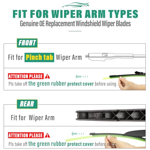 Image of 17 inch 17 inch 8 inch Windshield Wiper Blades Replacement for Ford Bronco 2021 2022 2023 2024 2025 Premium All Weather Front Rear Wipers Set - OEM Quality (Pack of 3)