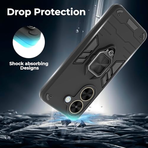 Image of AIBEX Armor Back Cover Compatible for Redmi A5 / Poco C71| Rugged Shockproof Case with Ring Holder & Kickstand | Military-Grade Protection | Magnetic Car Mount Compatible