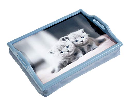 Aidapt Houten Lap Tray met kussen, Kittens, Grijs