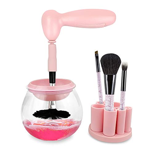 Makeup Brush Cleaner,Automatic Brush Cleaner Spinner,Suit for All size Makeup Brushes (pink)