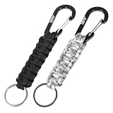 EOTW Portachiavi in paracord, con moschettone personalizzato, anello a D, per moto, auto, campeggio, escursionismo, uomini, donne, bambini, 1 nero, 1 grigio e bianco, 6.1 in