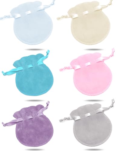 Aurorali Jewellery Pouches, 6 Colours Soft Velvet Drawstring Bag for Travel, 7 x 9 cm - Anti-Scratch Gift Storage with Adjustable Closure for Wedding, Party, Anniversary, Valentine's Day