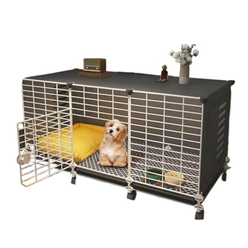 ドッグクレート 小型犬 家庭用 室内犬用 犬小屋 トレイ付き お手入れ簡単 オールインワン 大容量 組立簡単 ペットクレート 犬小屋 中型犬 小型犬用 Tasydi (109*37*53CM(无),b)