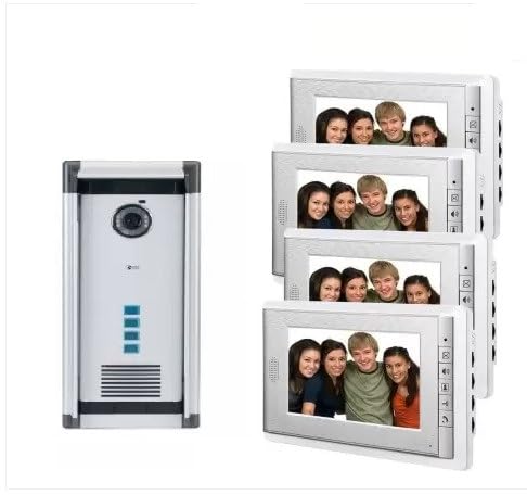 Hawkvision Door Lock Four Bell Outdoor (HV-V4-4-OU) Smart Door Lock & Hawkvision Wired 7 Inches Monitor Video Door Phone Kit, 1 PCS Camera 4 PCS Screen Smart Door Lock