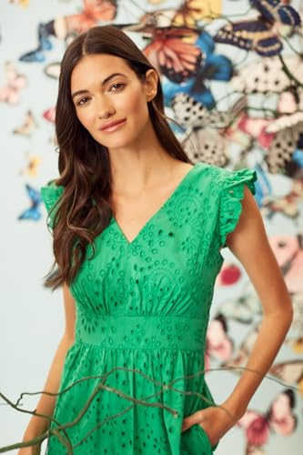 Image of Maggy London Women's Maggy London Women's Dresses Sleeveless V-Neck with Ruffle Shoulder Detail and Tiered Skirt