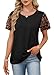 Summer Tops for Women 2026 Short Sleeve Shirts Womens Blouses Spring Ruffle Sleeve Tops Fashion Clothing Business Casual Work Teacher Travel Outfits Beach Fashion Vacation Clothes Black XL