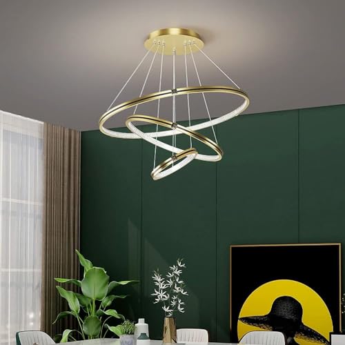 Plafonnier en acrylique pour salon avec suspension à 3 anneaux réglables