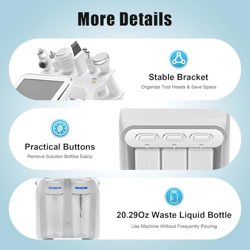 Bacocoo 6-in-1 Hydrogen Oxygen Facial Machine, Professional Blackhead Removal, Deep Cleansing & Hydration, Whitening Skin Care Device, SPA Beauty Tool with 6 Pro Heads. (110V 80W, White) - Image 8