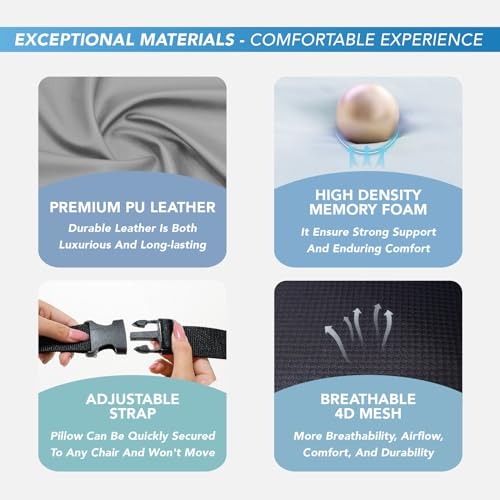 Lofty Aim Lumbar Support Pillow for Car, Memory Foam Lumbar Pillow for Lower Back Pain Relief - Back Cushion for Driving, Chair Support for Car-Office Chair, Wheelchair - Gray