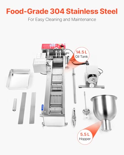 Image of VEVOR Commercial Automatic Donuts Machine, Single Row Donuts Making Equipment, Stainless Steel Frying Auto Fryer, with 3 Size Molds, Auto Counting