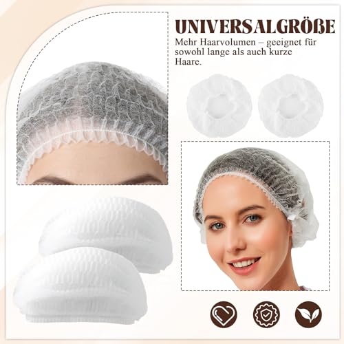 Solivive 120 Stück Einweg Haarnetz, OP Haube aus Einwegstoff Weiß, Elastischem Band Vlies-Kopfhauben mit Gummiband, Latexfrei für Hygienebereiche Küche und Medizinische Zwecke Universalgröße