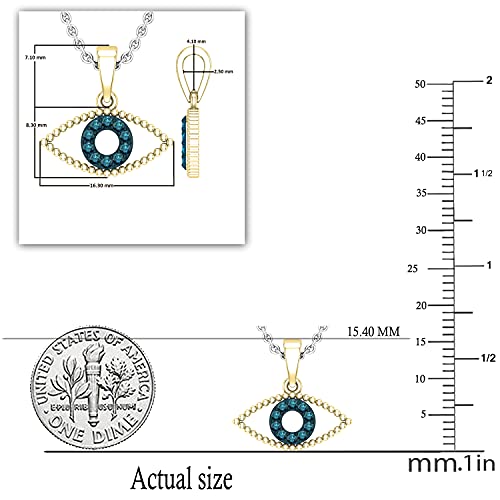 Dazzlingrock Collection Round Gemstone Womens Classic Evil Eye Shiny Charm Party Wear Pendant with 18 Inch Silver Chain, Available in Metal 10K/14K/18K Solid Gold & 925 Sterling Silver3