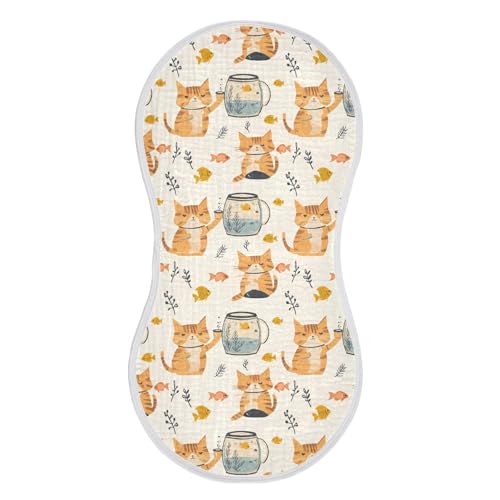 vvfelixl Cat Hold Fish Tank Burp Cloths for Baby Boy Girls Baby Washcloths Burp Rags 1 Pack