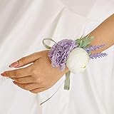 Die ungefähre Größe der künstlichen Handgelenksblume der Braut beträgt: 2 Zoll hoch und 3 Zoll breit. Das Band am Handgelenk passt jedem! Packungsinhalt: 2 Handgelenksblumen. Farbe lila.