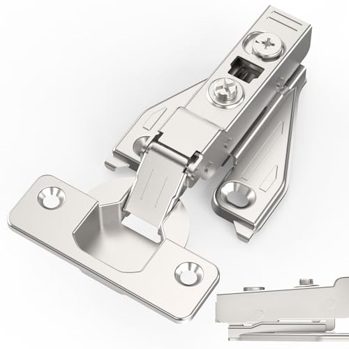 Chibery 1/8 1/4 5/16 Overlay Soft Close Concealed Hinge for Face Frame Door Frameless Door 3D Clip-on Plate Self Closing Hidden Satin Nickel 105 Angle H=3 Half Overlay 30 Pack