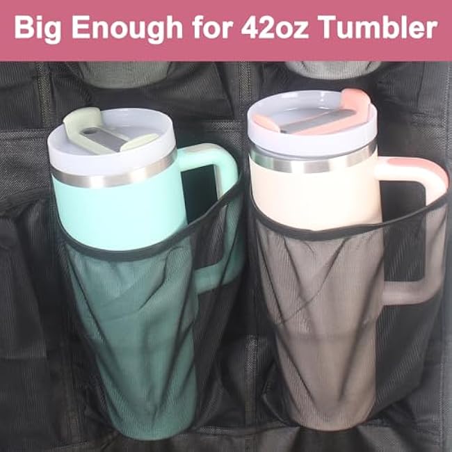 Stanley Compatible Hanging Wall Mount Cup Storage Organizer with 15 Large Bottle Pockets