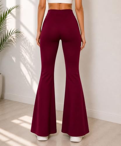 Image of Women's High Waist Bell Bottom Pants | Stretchable Flared Leggings for Women | Soft Comfortable Yoga Pants | Bootcut Gym, Casual Trousers