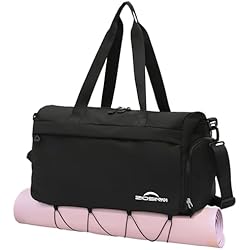 ZIOSINM Bolsa Deporte Mujer Hombre 35L Bolsa de Deporte pequeña con Compartimento para Zapatos, Bolsa de Viaje Weekender Bag, Bolsa Gimnasio Almacenamiento de Esterilla de Yoga (Negro)