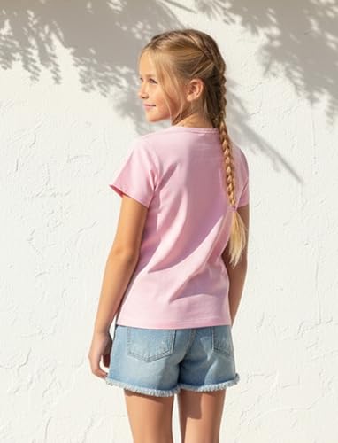 Image of PATPAT Girls Crewneck Short Sleeve Graphic Tees Animal Print Shirts Cute Summer Outfits 5-12 Years