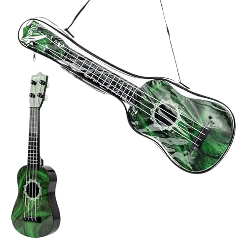 PLUSHCEWT Guitarra de Juguete Acústica de 42cm con 4 Cuerdas Ajustables, Guitarra de Juguete para Niños, Guitarra Infantil para Educación Musical, Mini Guitarra de Dibujos Animados Musical (Verde)