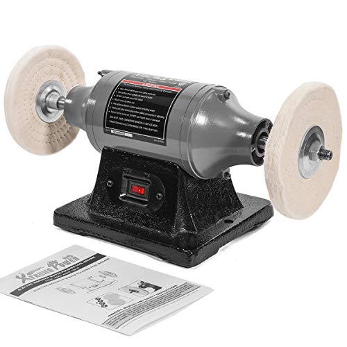 XtremepowerUS 1/2HP Electric Polisher Benchtop Buffer Grinder Motor Polishing Grinder Machine, 6-inch 3450 RPM