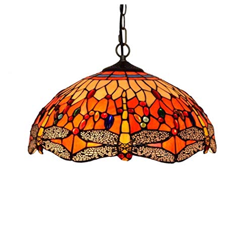 Plafonnier vitrail libellule rouge style rétro E27 suspension vintage couloir