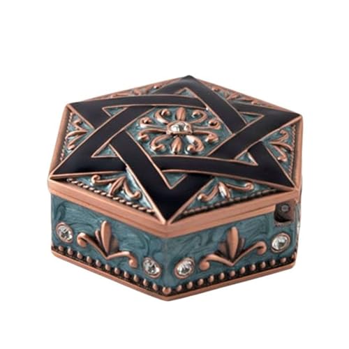 JTBDWOSK Boîte À Bijoux en Décor Juif Vintage, Boîte À Bague Hexagramme Juive Proposée, Étui À Collier Antique,A