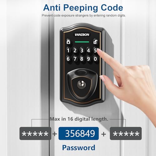 Image of Smart Deadbolt Door Lock with Keypad, Fingerprint Keyless Entry Door Lock, Electronic Keypad Deadbolt for Front Door, Biometric, Anti-Peeping Password, Auto Lock, Easy Installation
