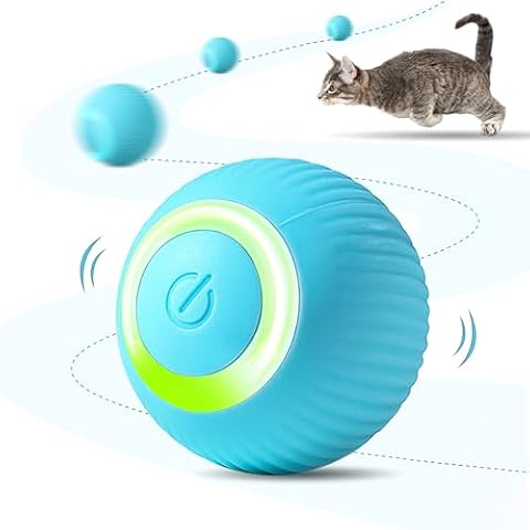 ZALBYUY Interactive Cat Ball Toy, Intelligent Cat Toys with LED Lights, Automatic Moving Rolling Ball for Indoor Cats, Cat Automatic Toy Cover
