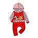 Young Forever Baby Mädchen Jungen Weihnachts Kostüm Säuglings Santa Rentier My 1st Christmas Streifen Langarm Weihnachten Hoodie Strampler Pyjama (Rot A, 0-3 Monate)