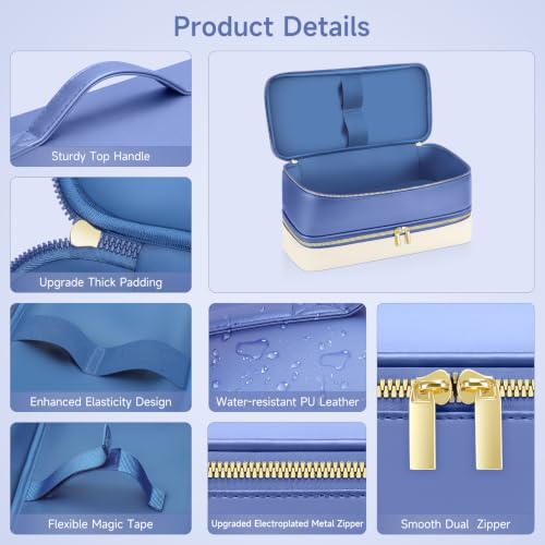 Image of Travel Hair Dryer Case for Shark Glam, Portable Hair Tools Bag for Shark FlexFusion, Double-Layer Carrying Case for FlexStyle Blow Dryer, Silki & Glossi Attachment Holder (Periwinkle&Buttercream)