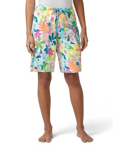 Image of HUE Women's Summer Vacation Pajama Separates, Soft, Whimsical Print Pjs with Tropical Beach Themes, Flip Flops, Cocktails