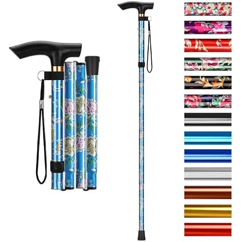 supregear Folding Cane, 5-Level Adjustable Height Walking Stick Lightweight Portable Cane Travel Cane with Wrist Strap and T Handle for Elderly Disabled Men Women Cover