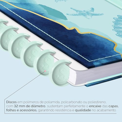 Caderno De Disco Iscool 140 Fls Grande G+ Oceania Conchas