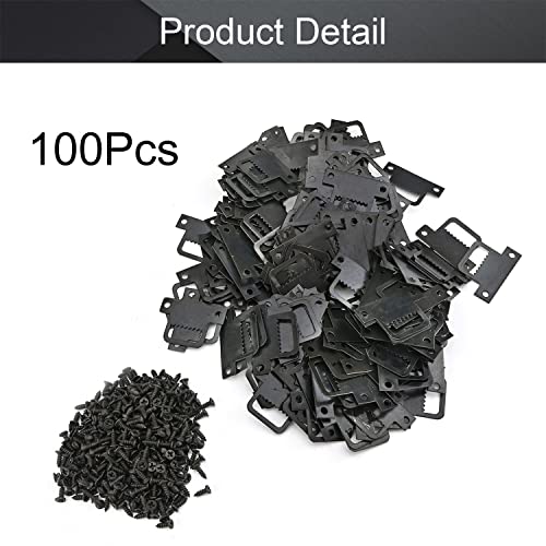 Image of MroMax 100PCS Sawtooth Picture Hangers Iron Picture Hangers 1.26 inch x 0.87 inch Double Hole Picture Frames Hangers for Hanging Clock Paintings Artwork Picture Frame Hook Photos Black