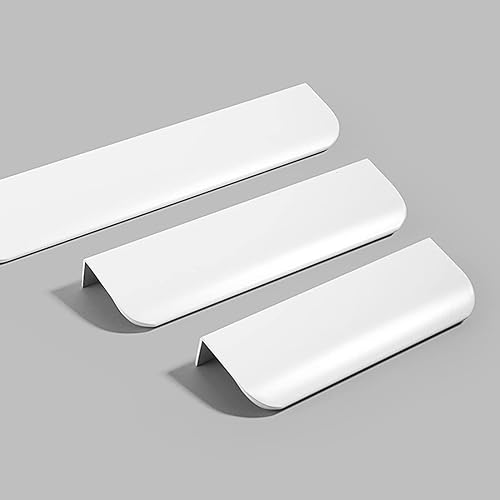 Miniatura 6 de BOOLSFMAM Paquete de 6 manijas para cajones de muebles con borde de dedo, color blanco brillante, para gabinete oculto, cocina, cajones