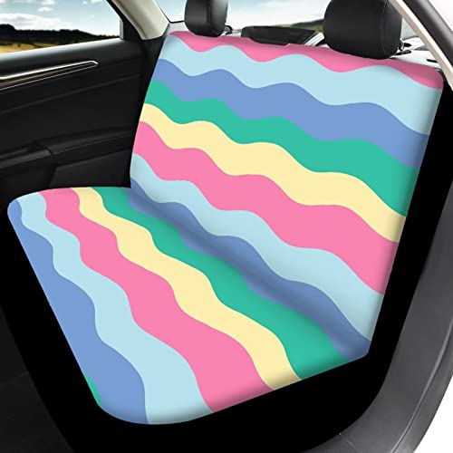 Image of Modysero Rainbow Print Automotive Seat Cover Full Set Custom Breathable Elastic Car Seat Cover for Women Soft Comfortable Vehicle Seat Protector Universal Fit Most Cars SUV Trucks