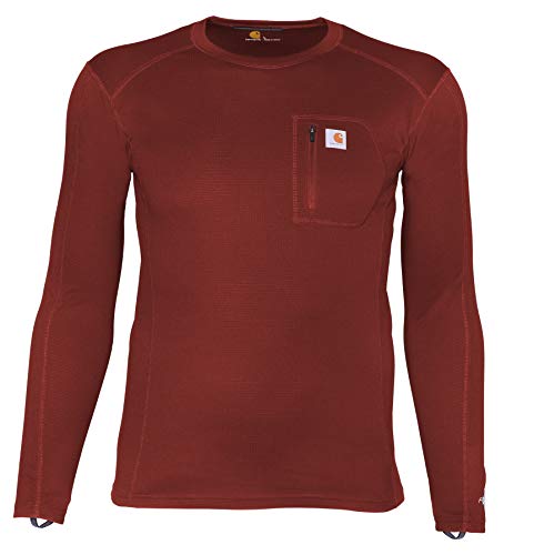 Carhartt Base Layer Men's Force Midweight Tech Thermal Base Layer Long Sleeve Shirt, Fired Brick, X-Large
